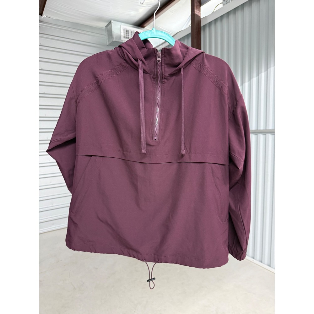 GB Performance Women Small Plum Burgundy Half Zip Hooded Windbreaker Jacket S